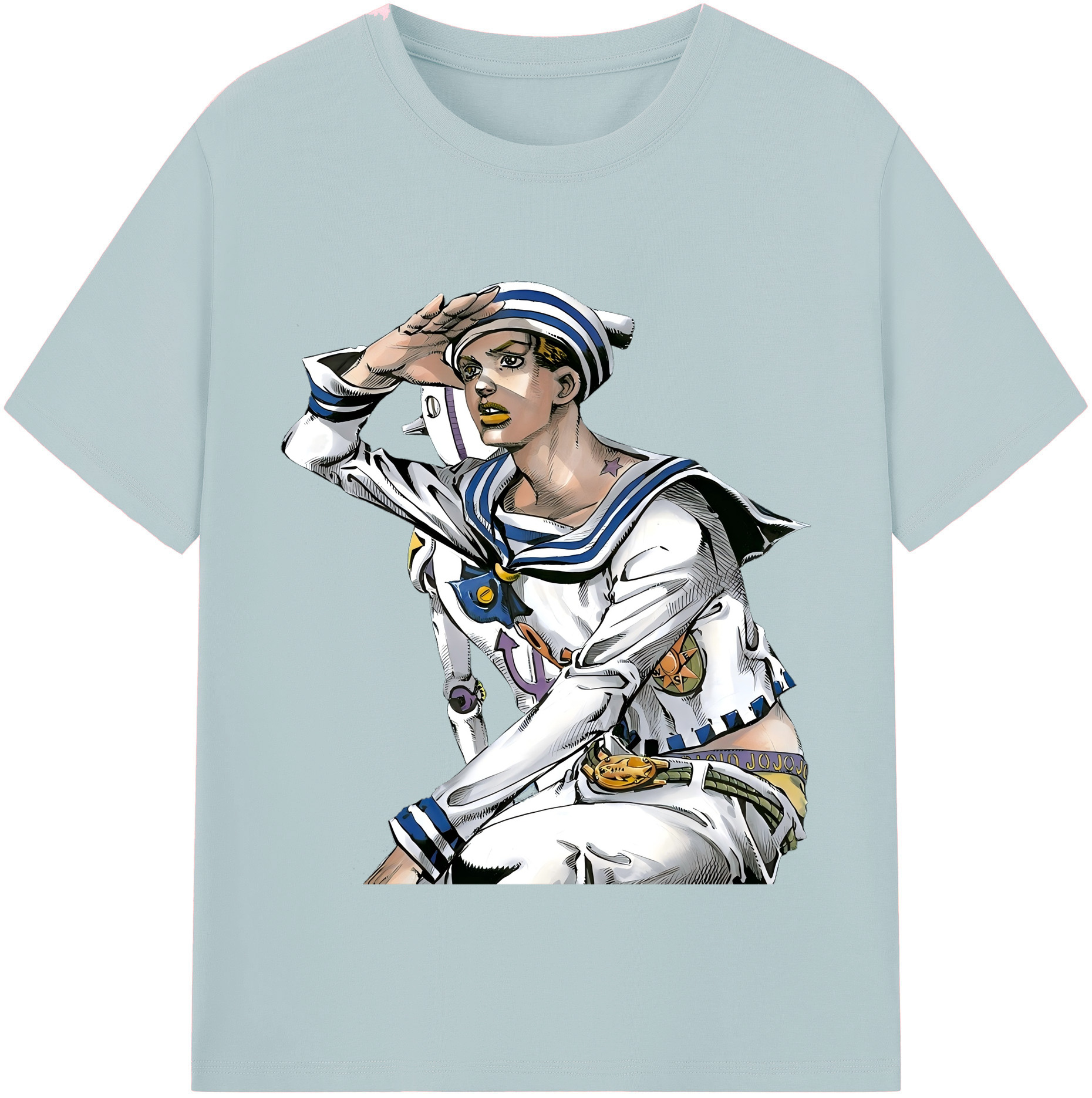 （画像用） ジョジョの奇妙な冒険 東方定助 JoJo's Bizarre Adventure Higashikata Josuke 綿100％半袖Tシャツ（フロントプリント）